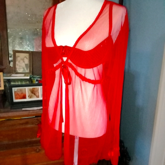 The escante collection red 2pc lingerie set 1X - Picture 1 of 12